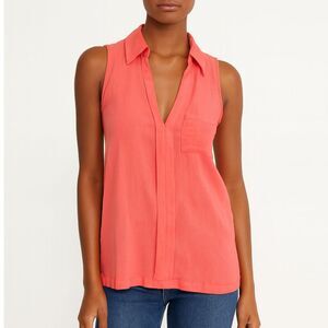 NWT Nordstrom Rack Lightweight Collared Sleeveless V-neck Pullover Blouse XS